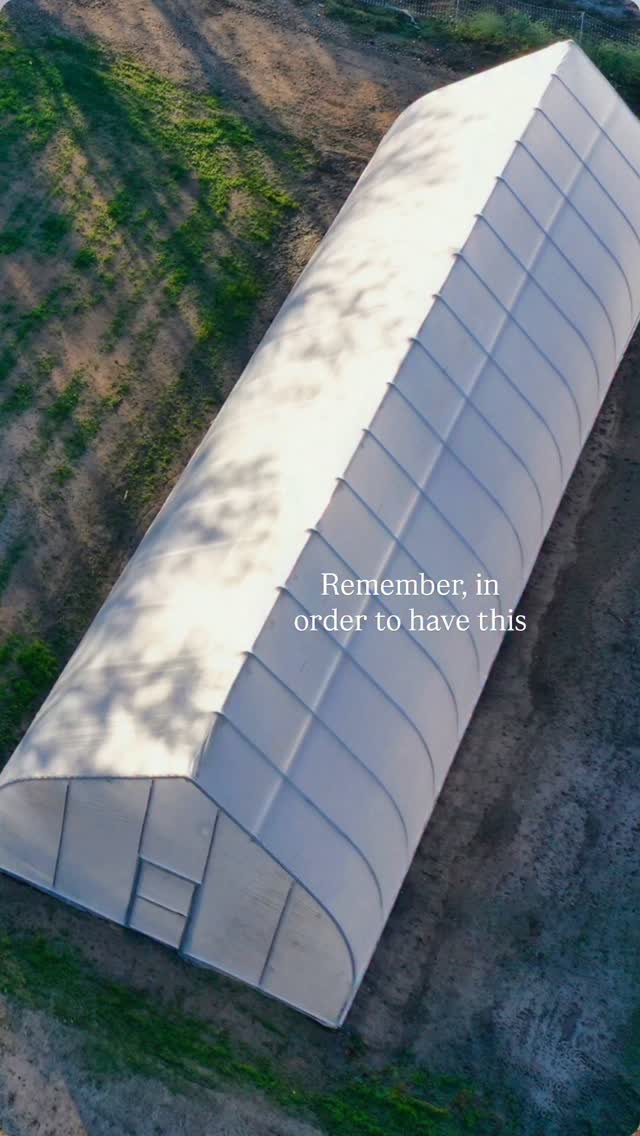 Aerial view of the hoop house under construction